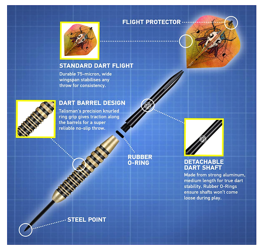 TALI-122 Shot! Darts Talisman-Steel Tip Dart Set-22gm