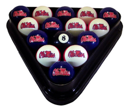 University of Mississippi Numbered Pool Balls Set - coolpooltables.com