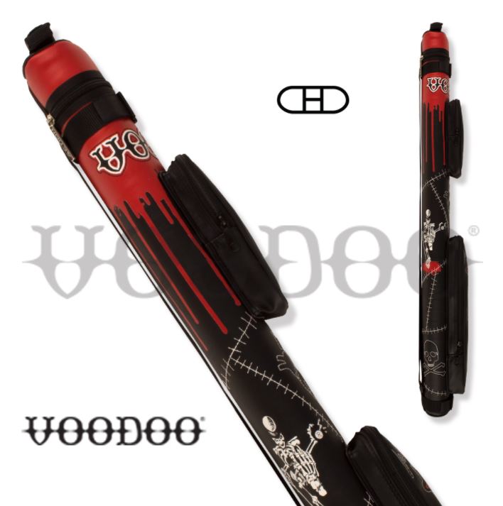 Voodoo VODC22A 2Bx2S Black/Red Billiards Pool Cue Stick Case