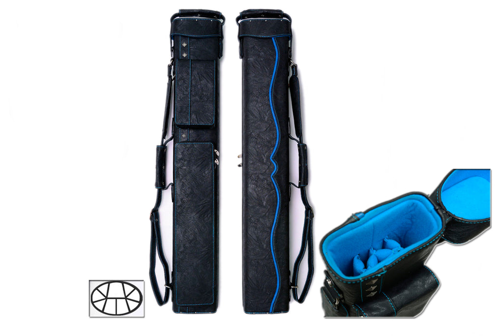 Delta Cue 033-018-9-BL 3Bx6S Black/Blue Billiards Pool Cue Stick Case