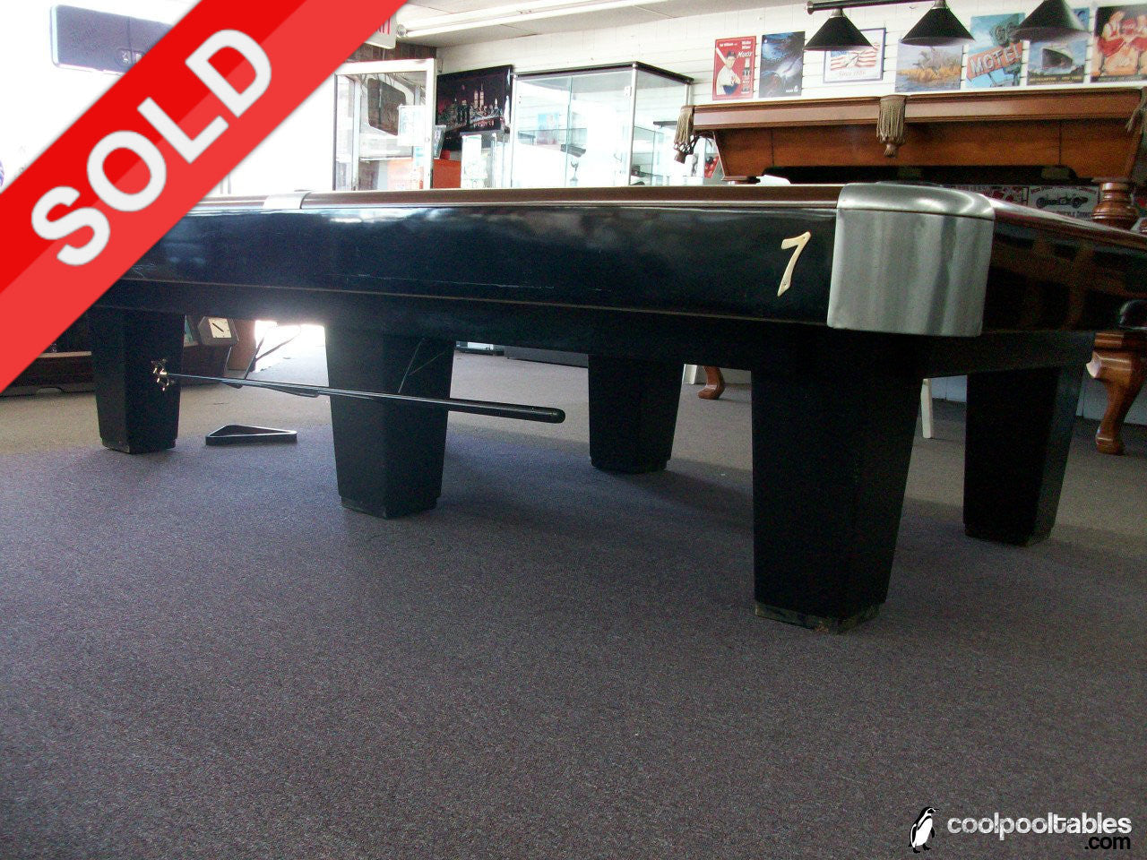 Used 1950's Model 10' Brunswick Snooker Pool Table