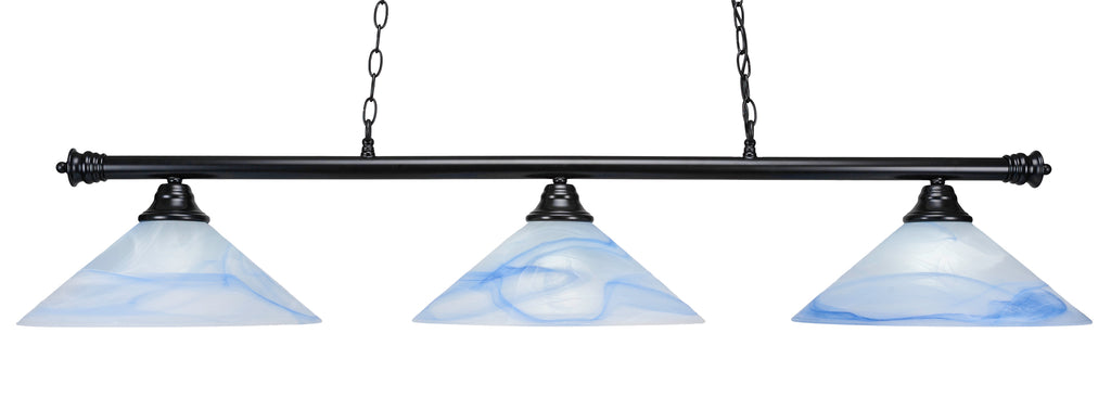 Toltec 1573BK Round 3 Bulbs Bar Billiards Pool Table Island Light