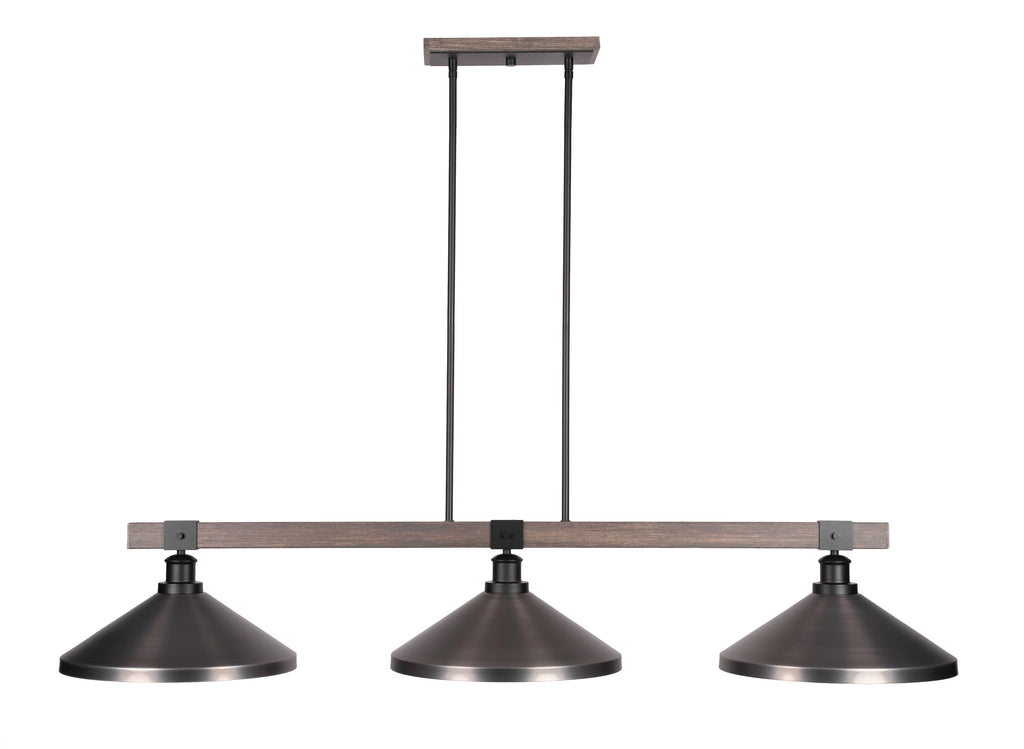 Toltec 1863-MBDW-424-GP Tacoma 3 Bulbs Bar Billiards Pool Table Island Light