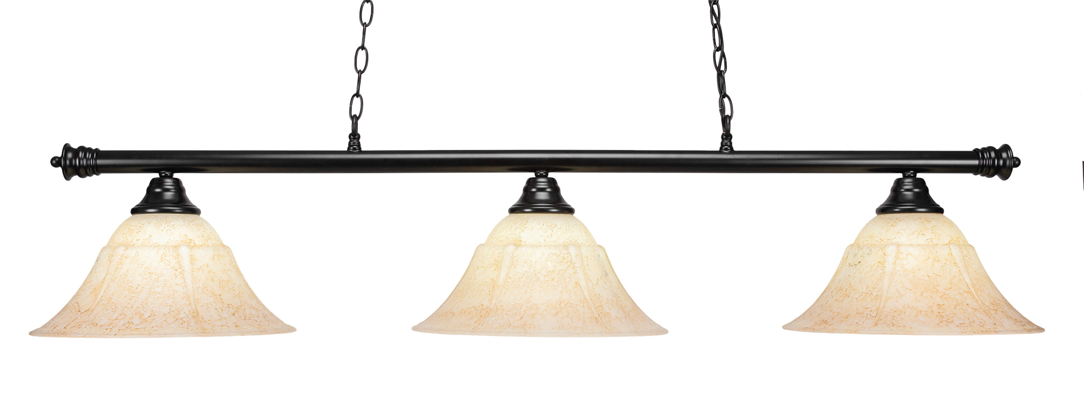 Toltec 1873BK Round 3 Bulbs Bar Billiards Pool Table Island Light - coolpooltables.com