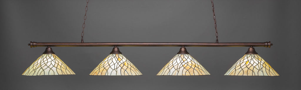 Toltec 374-BRZ-911 Oxford 4 Bulbs Bar Billiards Pool Table Island Light