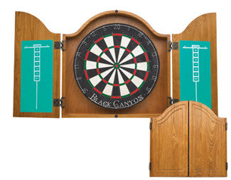 Arched Oak Dart Board Cabinet