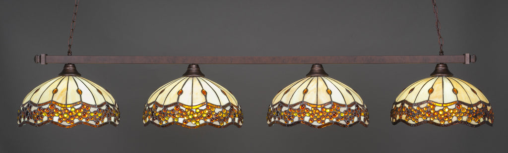 Toltec 804-BRZ-997 Square 4 Bulbs Bar Billiards Pool Table Island Light