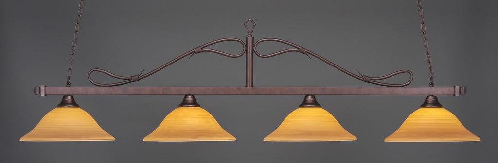 Toltec 824-BRZ-622 Scroll 4 Bulbs Bar Billiards Pool Table Island Light