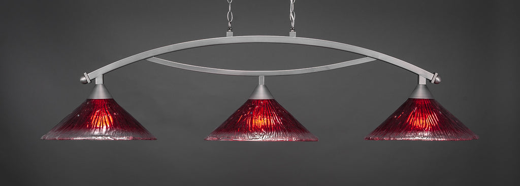 Toltec 873-BN-716 Bow 3 Bulbs Bar Billiards Pool Table Island Light