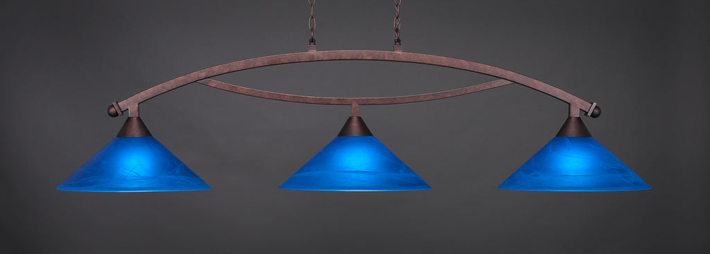 Toltec 873-BRZ-415 Bow 3 Bulbs Bar Billiards Pool Table Island Light