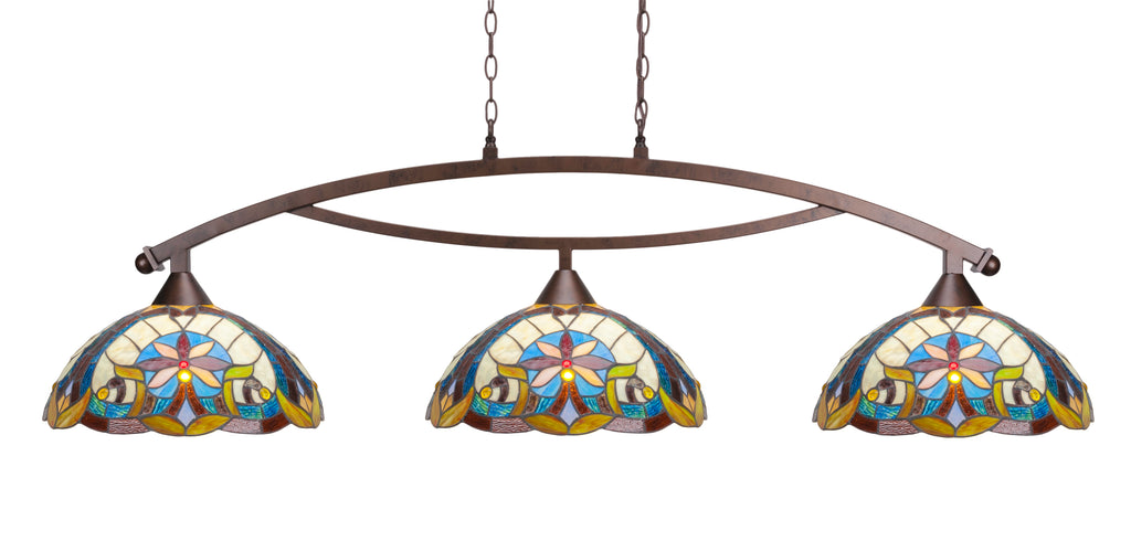 Toltec 873-BRZ-936 Bow 3 Bulbs Bar Billiards Pool Table Island Light