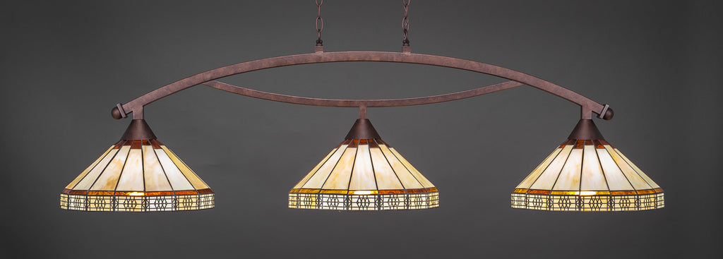 Toltec 873-BRZ-964 Bow 3 Bulbs Bar Billiards Pool Table Island Light