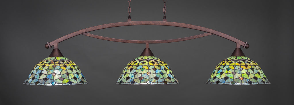 Toltec 873-BRZ-996 Bow 3 Bulbs Bar Billiards Pool Table Island Light