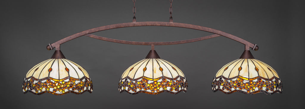 Toltec 873-BRZ-997 Bow 3 Bulbs Bar Billiards Pool Table Island Light