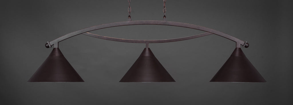 Toltec 873-DG-420 Bow 3 Bulbs Bar Billiards Pool Table Island Light