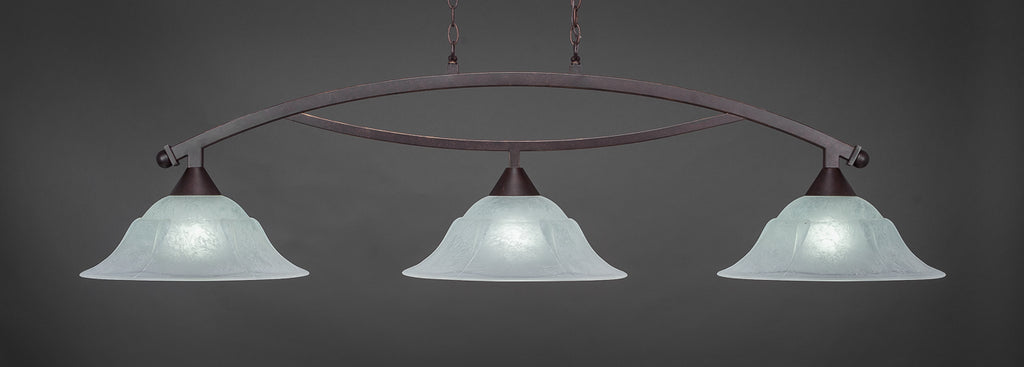 Toltec 873-DG-53615 Bow 3 Bulbs Bar Billiards Pool Table Island Light