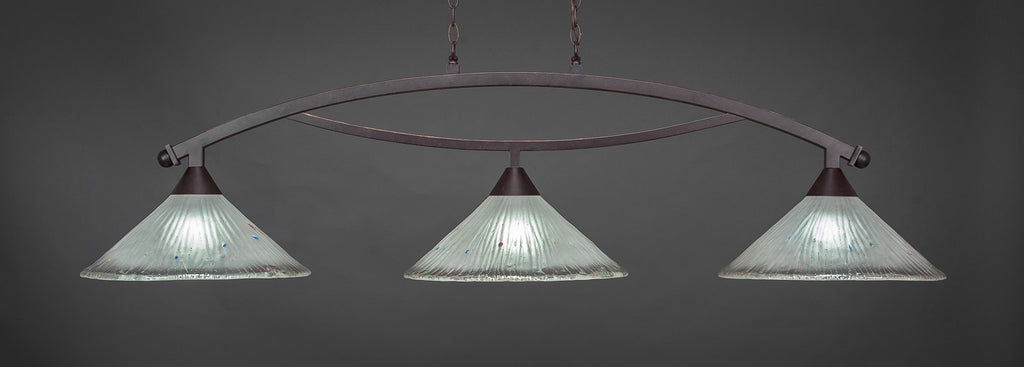 Toltec 873-DG-711 Bow 3 Bulbs Bar Billiards Pool Table Island Light