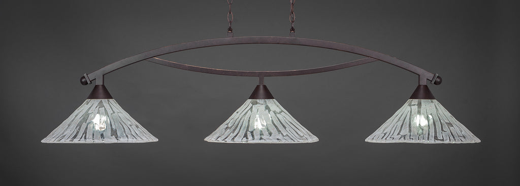 Toltec 873-DG-719 Bow 3 Bulbs Bar Billiards Pool Table Island Light