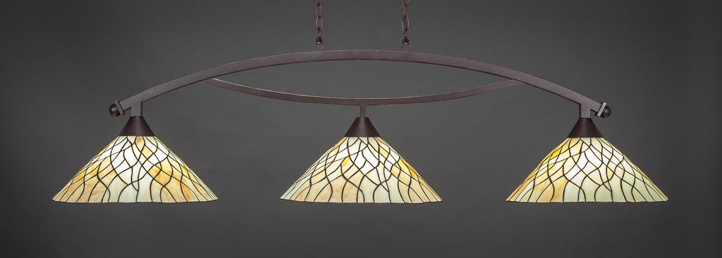 Toltec 873-DG-911 Bow 3 Bulbs Bar Billiards Pool Table Island Light