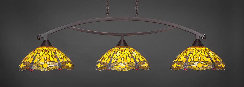 Toltec 873-DG-946 Bow 3 Bulbs Bar Billiards Pool Table Island Light