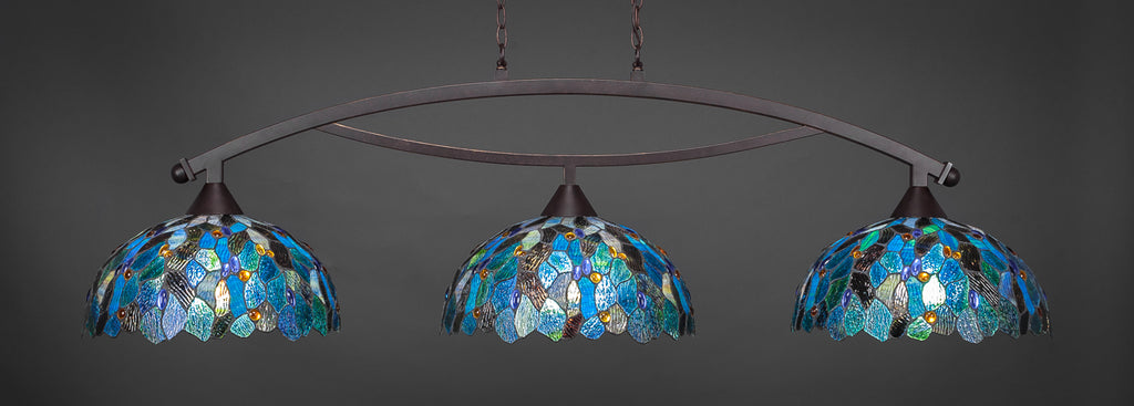 Toltec 873-DG-995 Bow 3 Bulbs Bar Billiards Pool Table Island Light