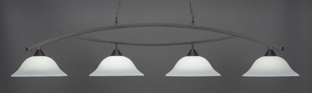 Toltec 874-DG-612 Bow 4 Bulbs Bar Billiards Pool Table Island Light