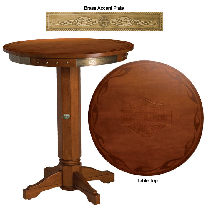 Harley-Davidson¨ Bar & Shield Flames Pub Table - Heritage Brown Finish