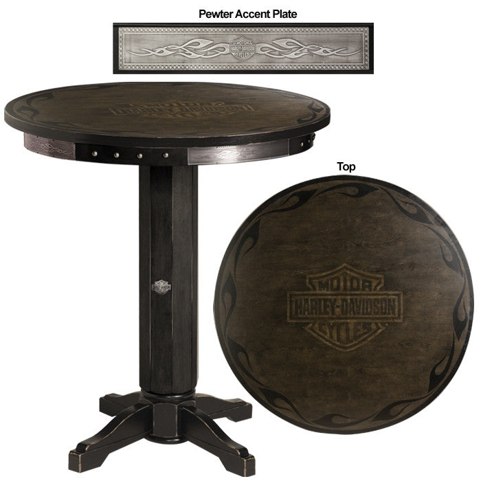 Harley-Davidson¨ Bar & Shield Flames Pub Table - Vintage Black Finish