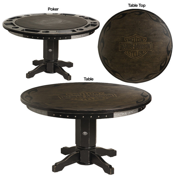 Harley-Davidson¨ Bar & Shield Flames Poker Table - Vintage Black Finish