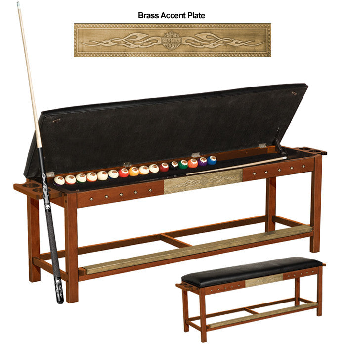 Harley-Davidson¨ Bar & Shield Flames Spectator Bench - Heritage Brown Finish