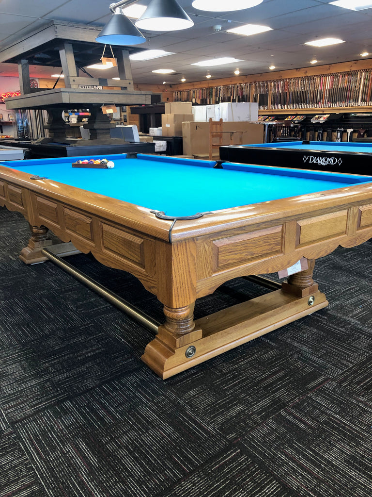 (SOLD) Used 9' Oak Prestige by Brunswick pool table