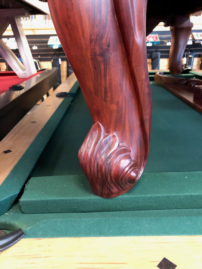 (SOLD) Used 8' Solid Teak Custom Floor Model Pool Table