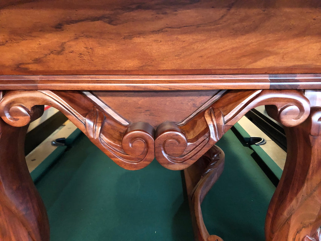 (SOLD) Used 8' Solid Teak Custom Floor Model Pool Table