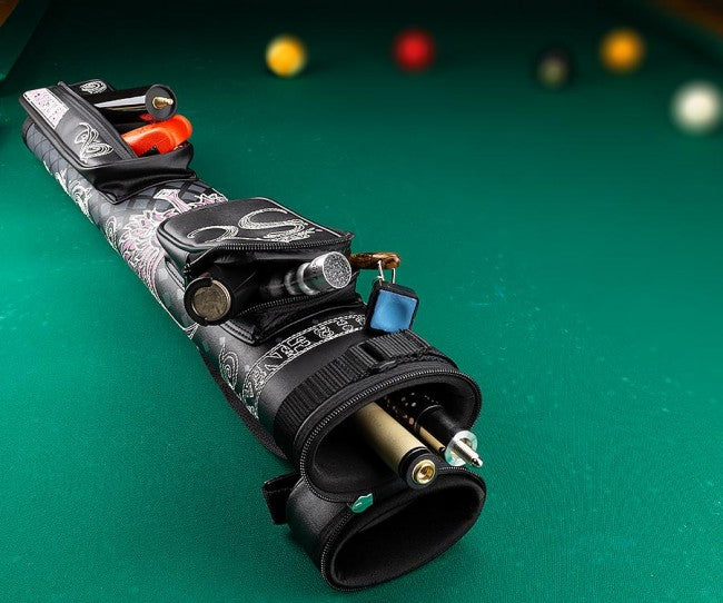 Athena ATHC06 2Bx2S Black with Grey Diamonds and a Pink Winged Cross Design Billiards Pool Cue Stick Case