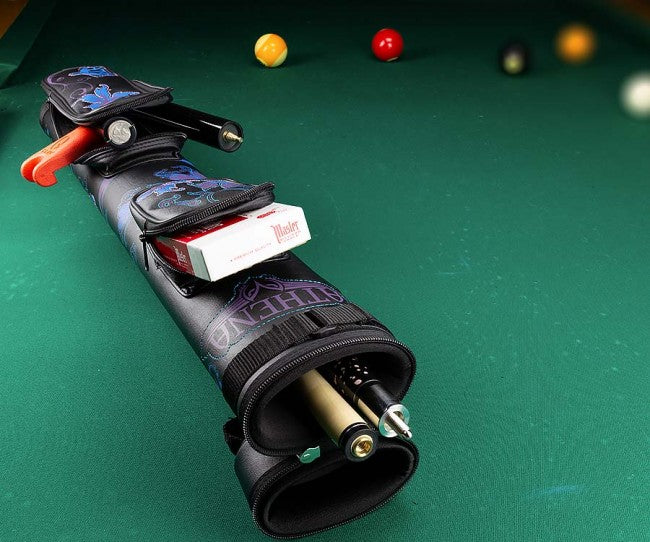 Athena ATHC08 2x2 Billiards Pool Cue Stick Case (Black/Blue/Purple Butterflies)
