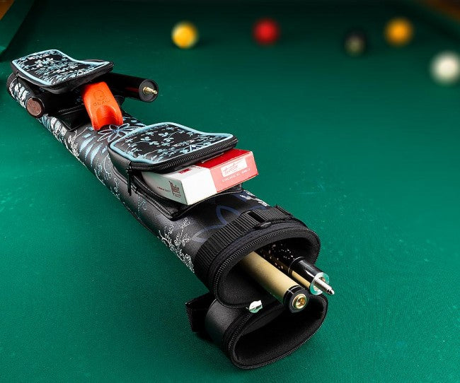 Athena ATHC12 2Bx2S Black with Baby Blue, White And Navy Billiards Pool Cue Stick Case