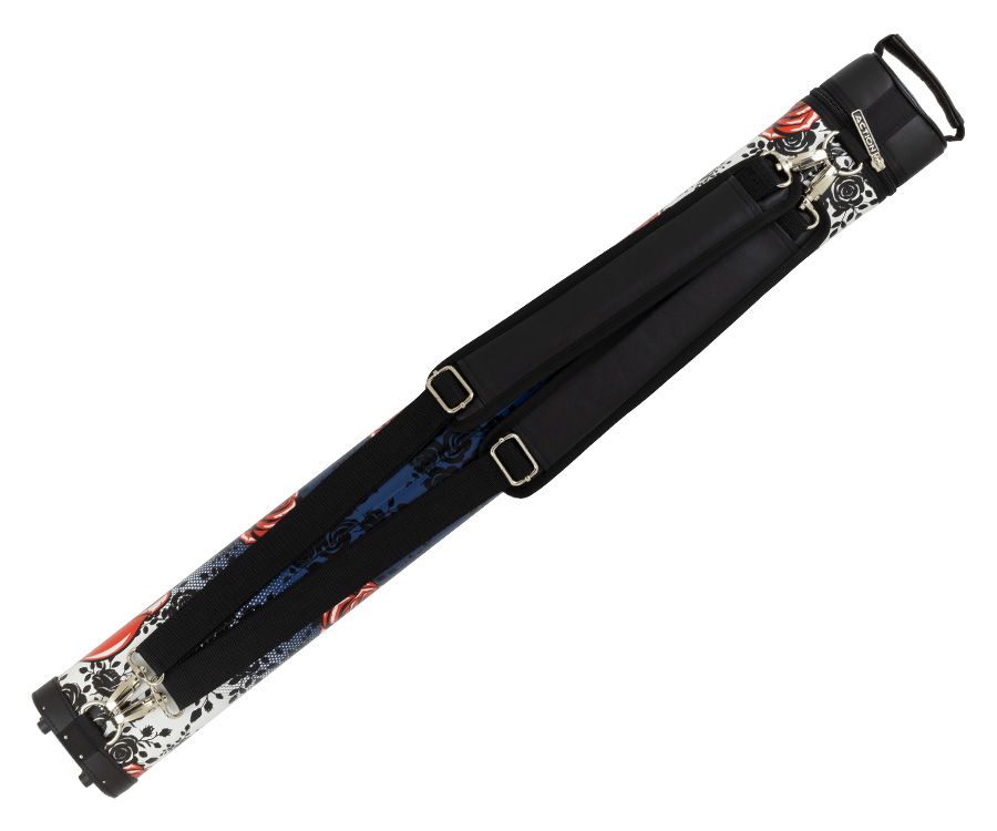 Athena ATHC17 2Bx2S Navy Blue with Red and White Roses Billiards Pool Cue Stick Case