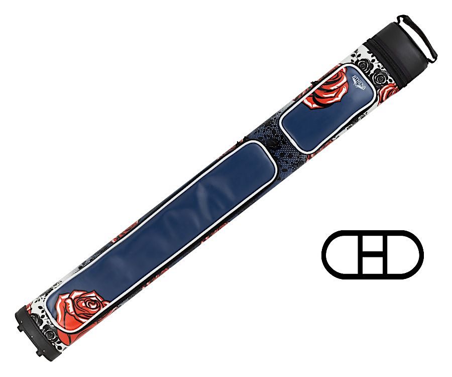 Athena ATHC17 2Bx2S Navy Blue with Red and White Roses Billiards Pool Cue Stick Case