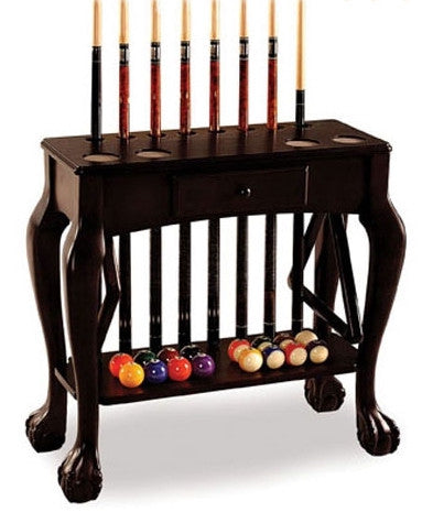 Carved Leg 8 Cue Floor Rack w/ Drawer - coolpooltables.com