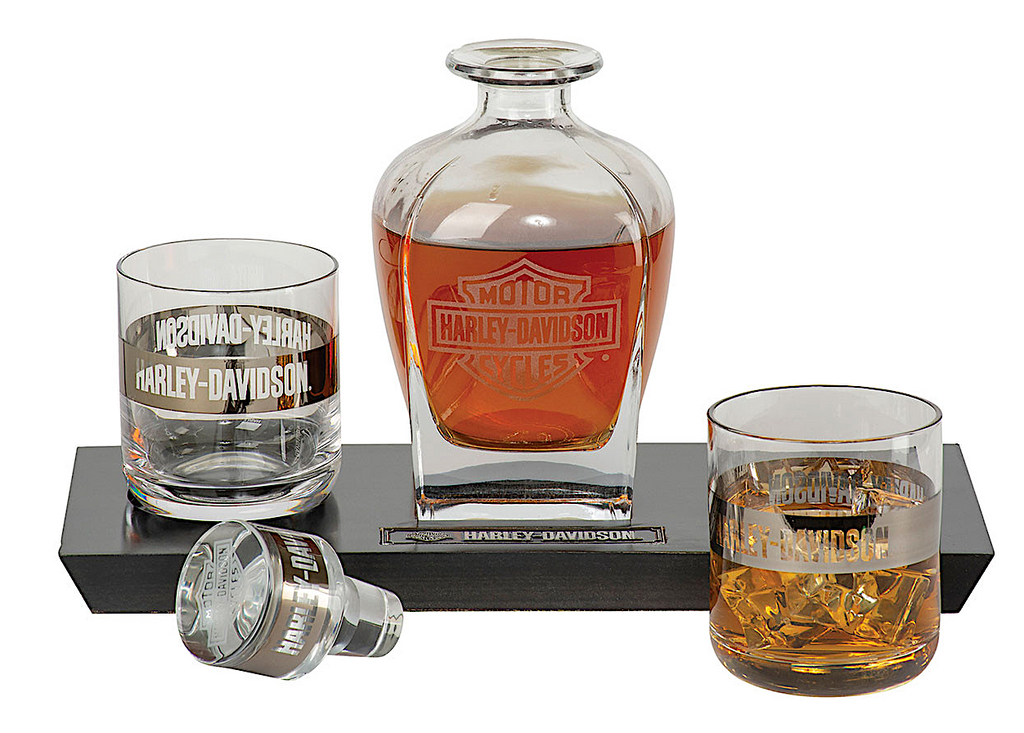 Harley-Davidson HDL-18812 Branded Glass Decanter Set with Etched Bar & Shield Logo