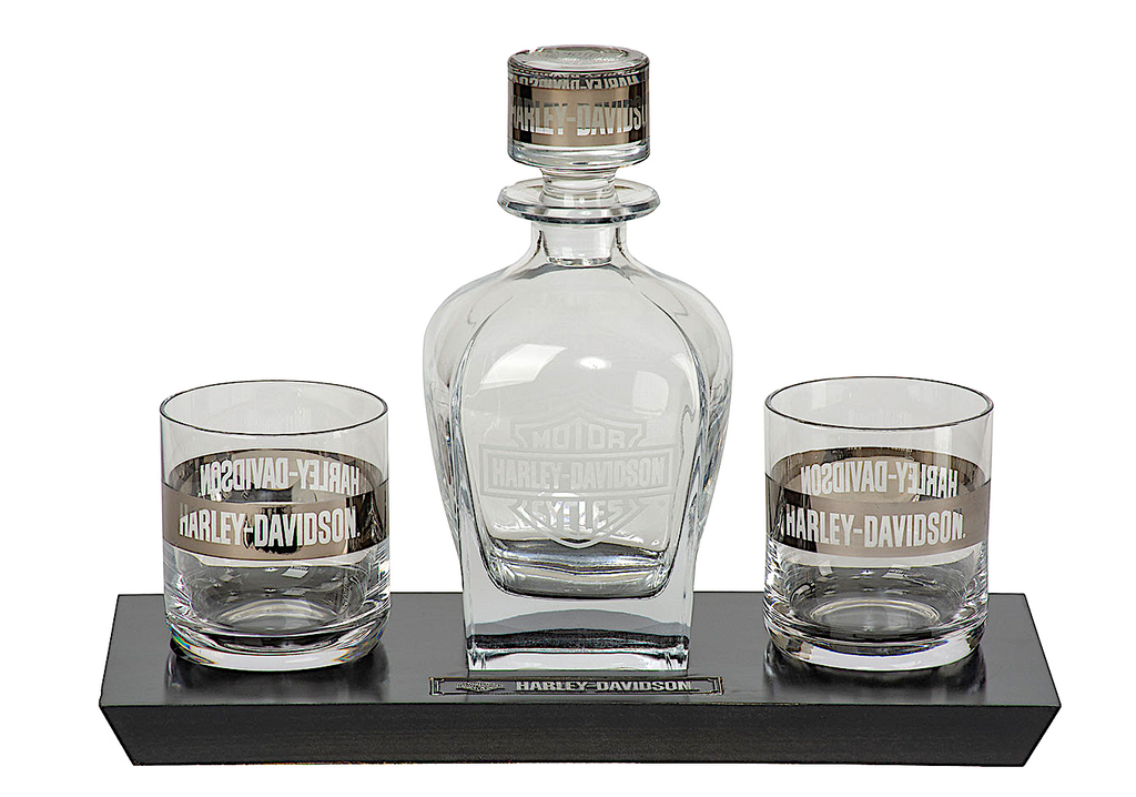 Harley-Davidson HDL-18812 Branded Glass Decanter Set with Etched Bar & Shield Logo