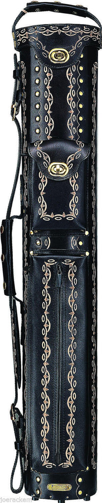 Instroke INS24ENB 2Bx4S Black & Raw Leather Billiards Pool Cue Stick Case