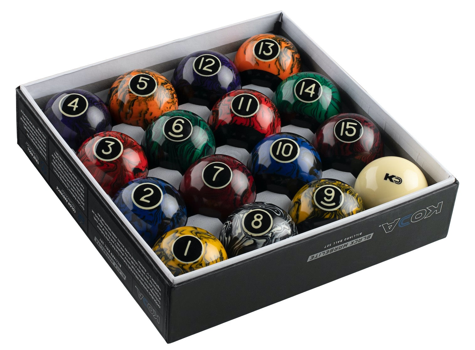 Koda Black Marbelite Pool Ball Set