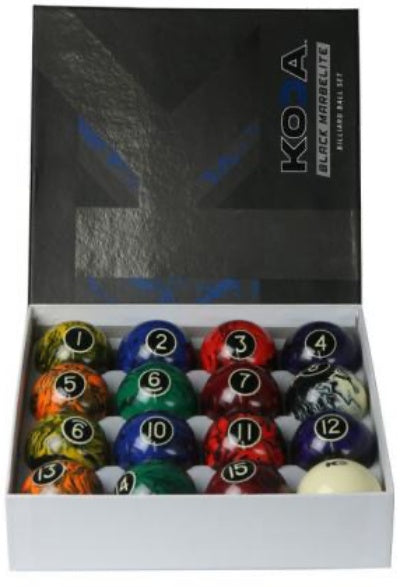 Koda Sports KBBM 2-1/4" Black Marbelite Pool Balls Set
