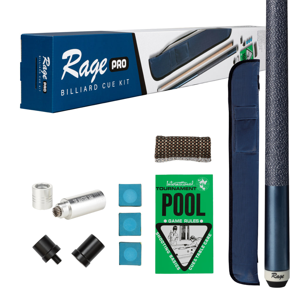 Rage Pro Series Kit RGPSBL - Pool Cue, Case, Chalk & More!