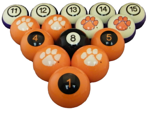 Clemson Tigers Pool Balls