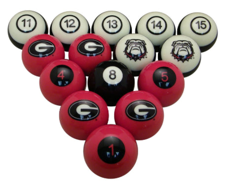 NCAA Georgia Bulldogs Numbered Pool Balls Set - College Football Billiards