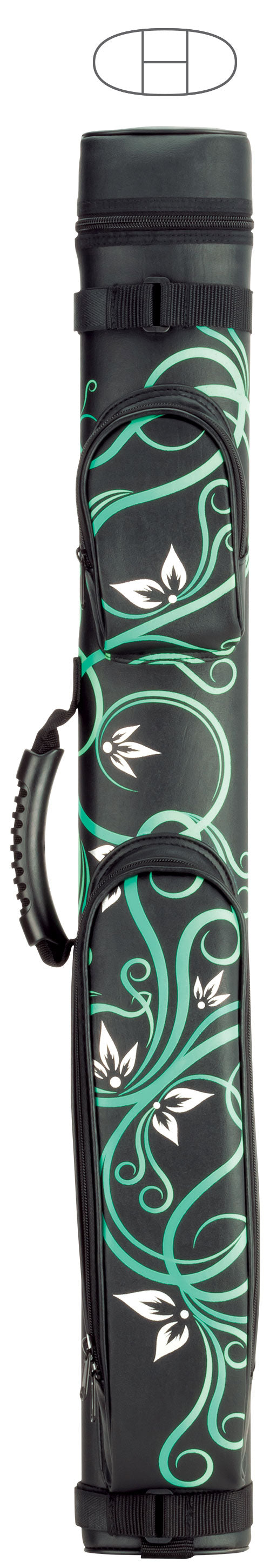 McDermott 75-0936 2Bx2S Black with Multi-color Floral Accents Billiards Pool Cue Stick Case - coolpooltables.com