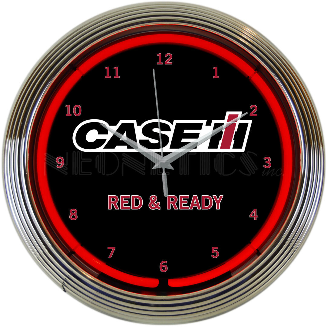 CASE IH RED AND READY NEON CLOCK