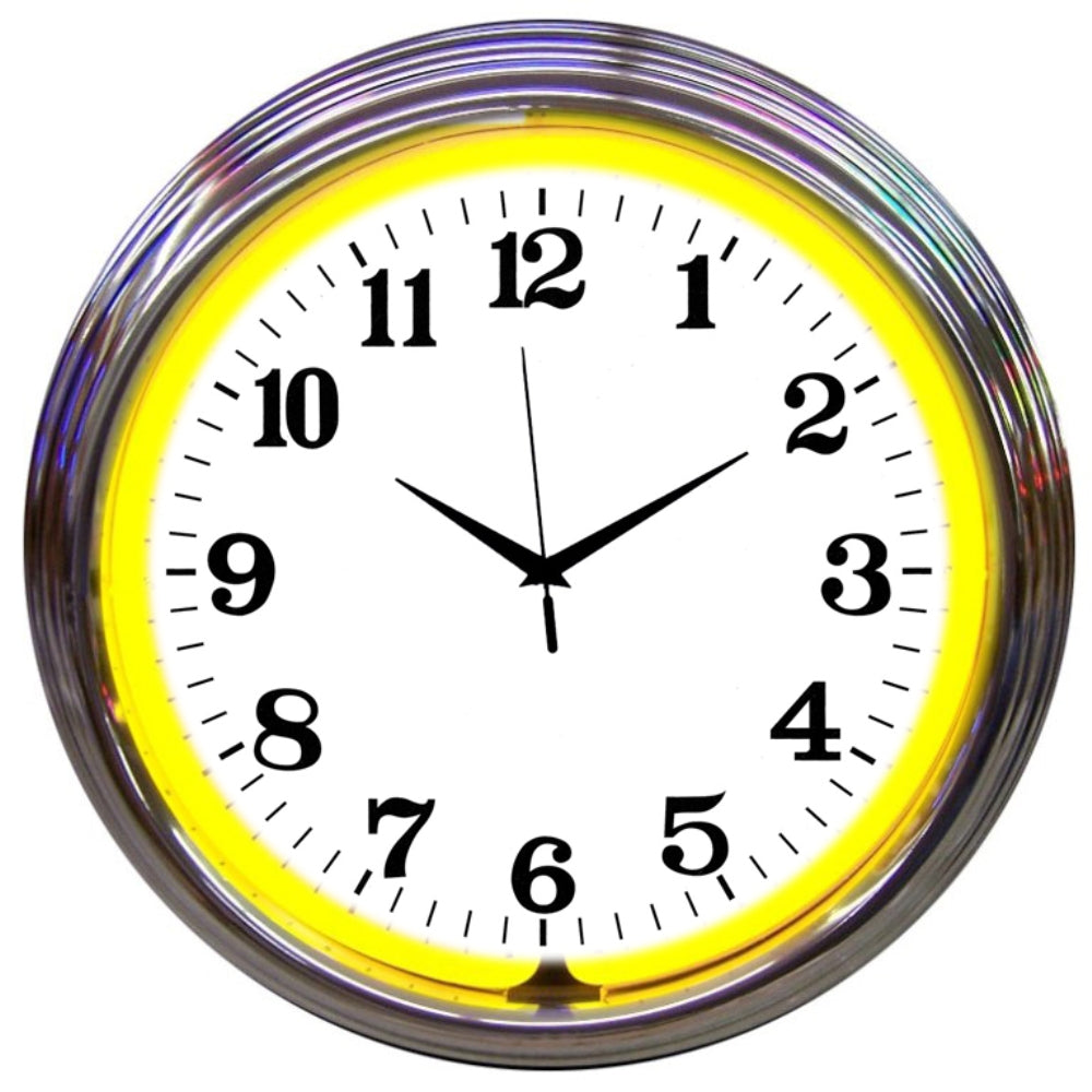 CHROME YELLOW STANDARD NEON CLOCK